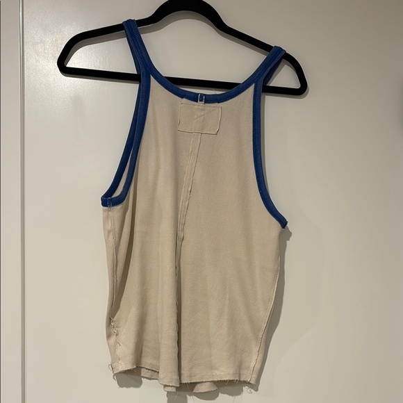 We The Free Cream and Blue Sleeveless Tank Top - Picture 3 of 4